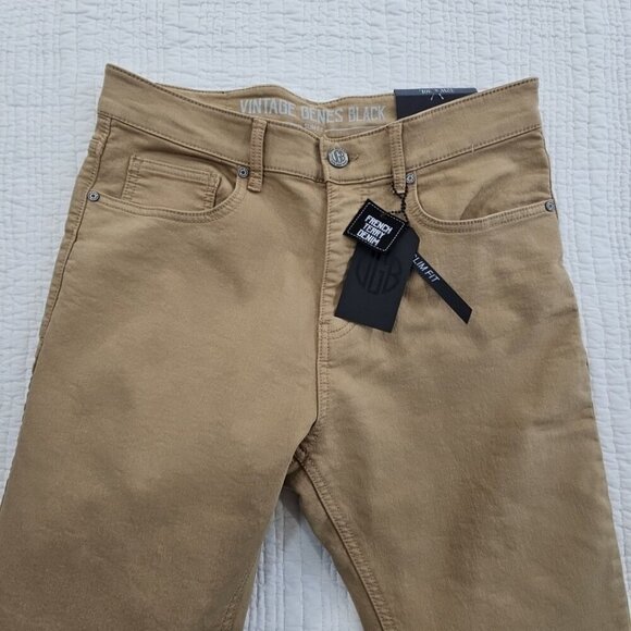 Vintage Genes Black Jeans Men's 32W 30L Brown French Terry Denim Stretch NWT - Picture 8 of 16